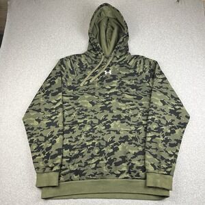 Under Armour Hoodie Men Large UA Rival Fleece Marine Camo Green Pullover 1382690